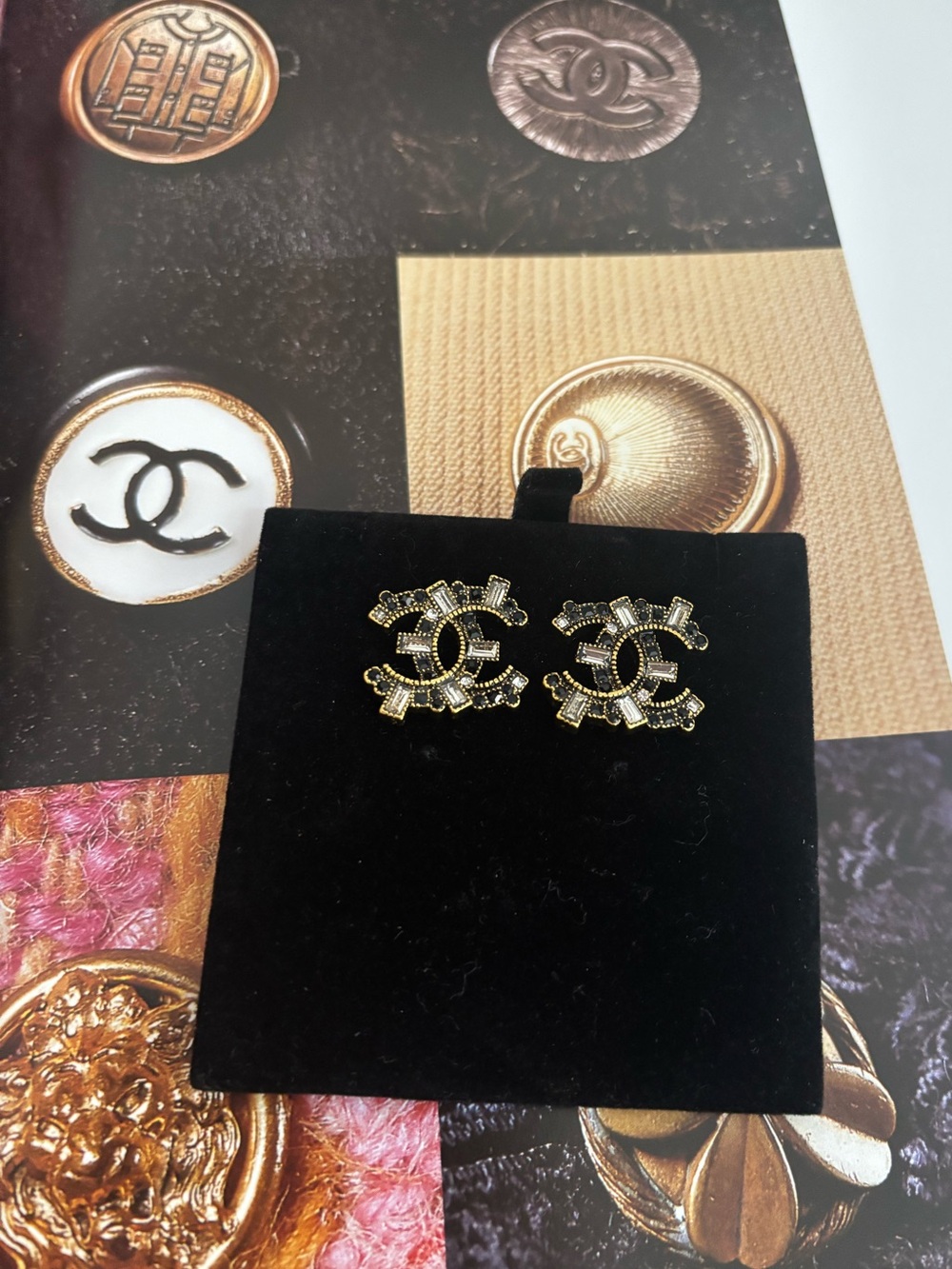 Gold-Tone Interlocking Logo Crystal Stud Earrings